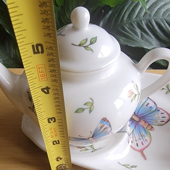 NANTUKET Floral Butterfly Teapot and Saucer Set - Picture 8 of 9